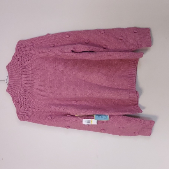 CeCe Pom Pom Sleeve Mock Neck Sweater Pink Medium - Picture 4 of 8